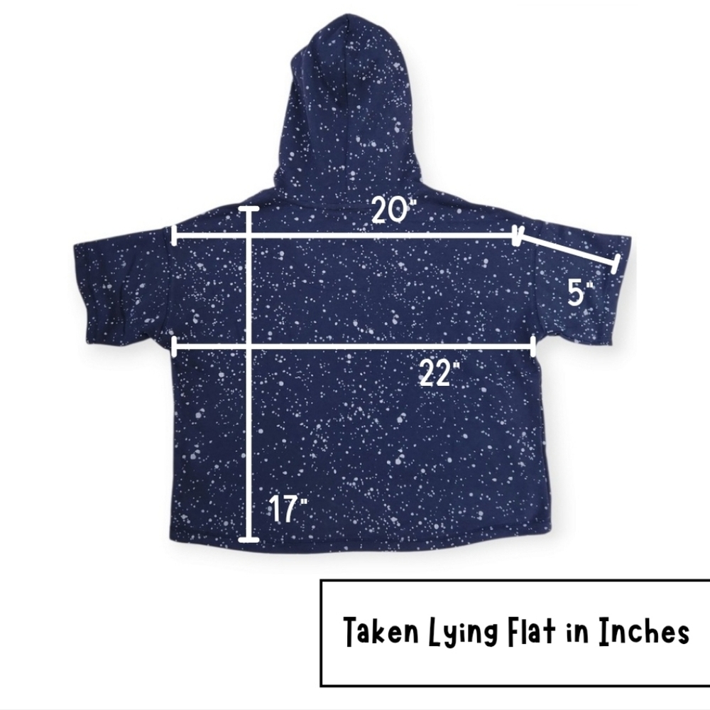 NWT Girls Crop Mid Tops Oversized Hoodie Blue Speckled Size L Coupe Collection - Picture 8 of 9